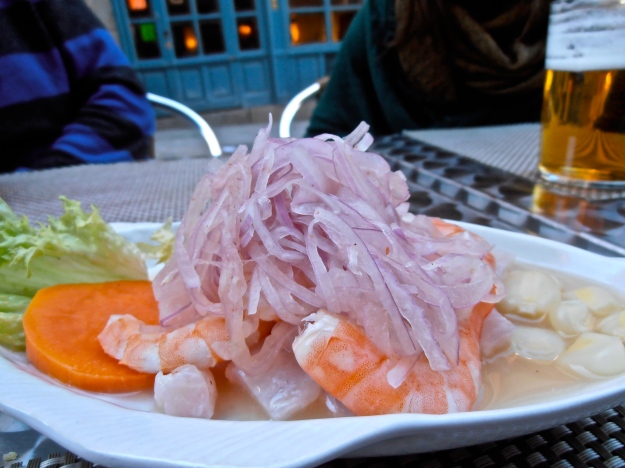 We had to order Peru's signature dish, of course: ceviche. You'll find variations of this marinated fish and seafood dish all over Latin America.